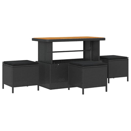 Havesofa Sæt 9 stk. Sort polyrattan