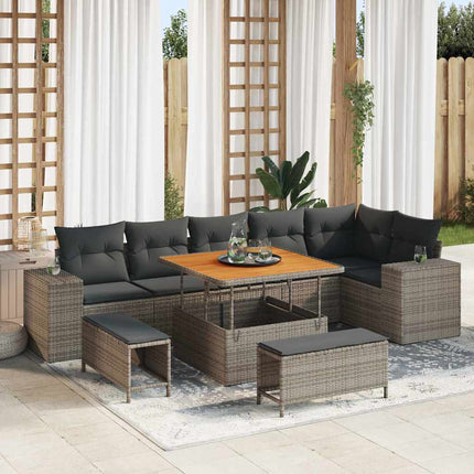 Havesofa Sæt 9 stk. Grå polyrattan