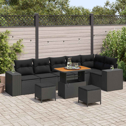 Havesofa Sæt 9 stk. Sort polyrattan