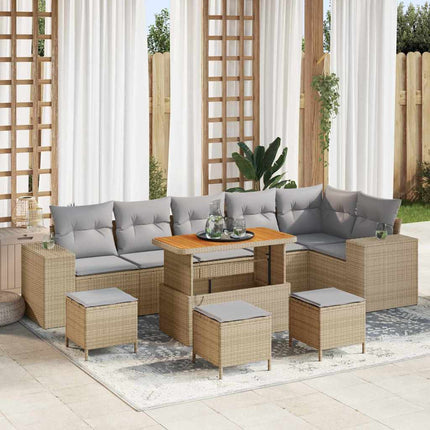 Havesofa Sæt 10 pcs Beige polyrattan