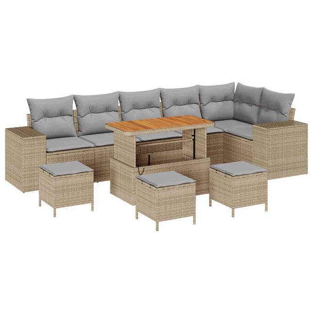 Havesofa Sæt 10 pcs Beige polyrattan