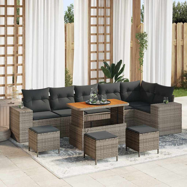 Havesofa Sæt 10 pcs Grå polyrattan