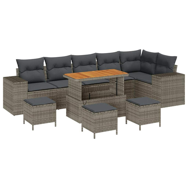 Havesofa Sæt 10 pcs Grå polyrattan