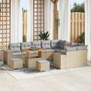 Havesofa Sæt med pude 12 pcs Beige polyrattan