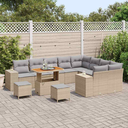 Havesofa Sæt 12 stk. Beige polyrattan