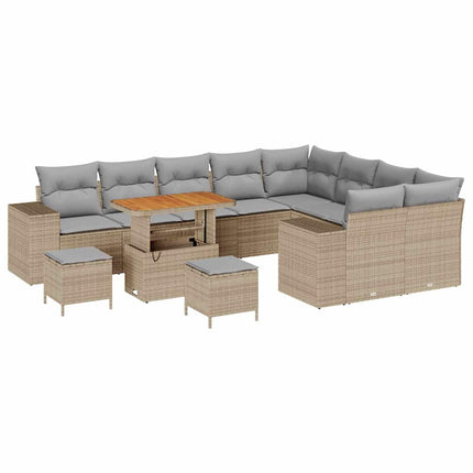Havesofa Sæt 12 stk. Beige polyrattan