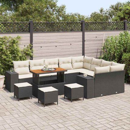 Havesofa Sæt 13 stk. Sort polyrattan