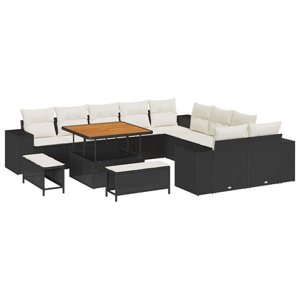Havesofa Sæt 13 stk. Sort polyrattan