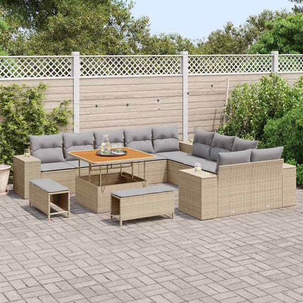 Havesofa Sæt med pude 13 pcs Beige polyrattan