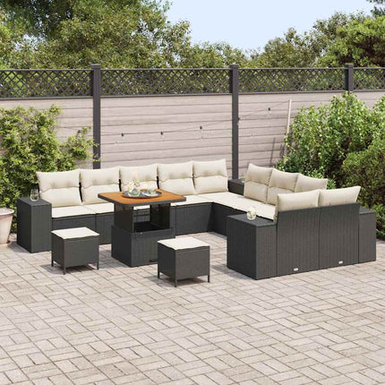 Havesofa Sæt 13 stk. Sort polyrattan