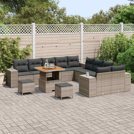 Havesofa Sæt med pude 13 pcs Grå polyrattan