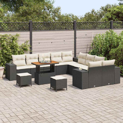 Havesofa Sæt 13 stk. Sort polyrattan