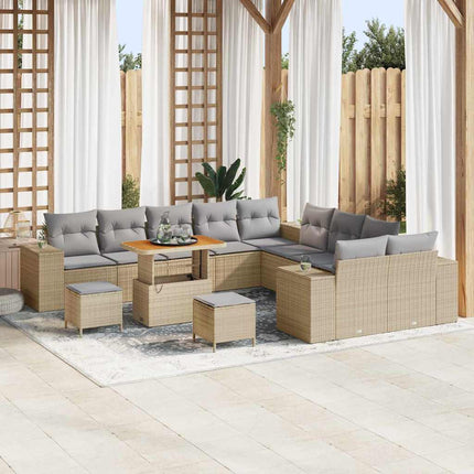Havesofa Sæt med pude 13 pcs Beige polyrattan