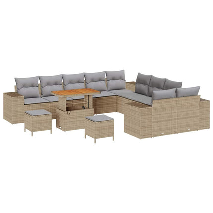 Havesofa Sæt med pude 13 pcs Beige polyrattan