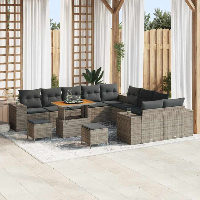 Havesofa Sæt med pude 13 pcs Grå polyrattan