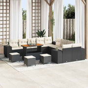 Havesofa Sæt med pude 14 pcs Sort polyrattan