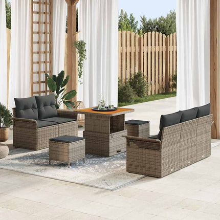 Havesofa Sæt 8 stk. Grå polyrattan