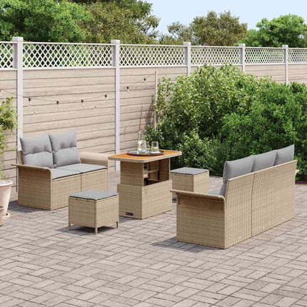 Havesofa Sæt 8 stk. Beige polyrattan