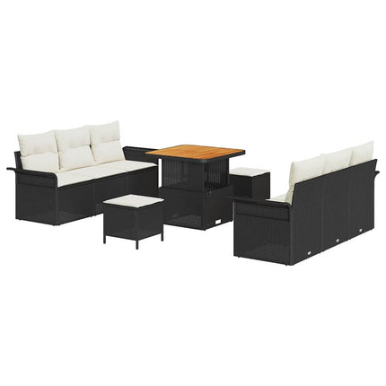 Havesofa Sæt 9 stk. Sort polyrattan