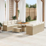 Havesofa Sæt med pude 11 pcs Beige polyrattan