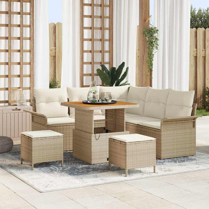 Havesofa Sæt 8 stk. Beige polyrattan