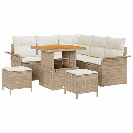 Havesofa Sæt 8 stk. Beige polyrattan