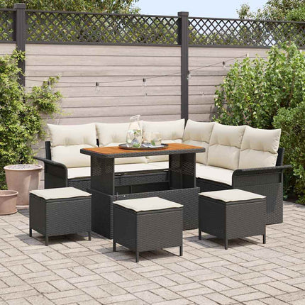 Havesofa Sæt 9 stk. Sort polyrattan