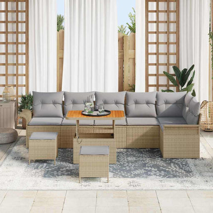 Havesofa Sæt 9 stk. Beige polyrattan