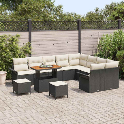 Havesofa Sæt 12 stk. Sort polyrattan