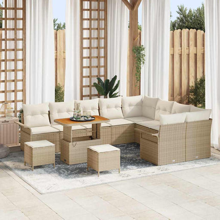 Havesofa Sæt med pude 12 pcs Beige polyrattan
