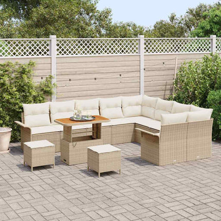 Havesofa Sæt med pude 12 pcs Beige polyrattan