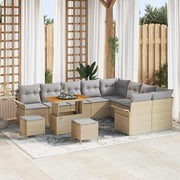 Havesofa Sæt med pude 12 pcs Beige polyrattan