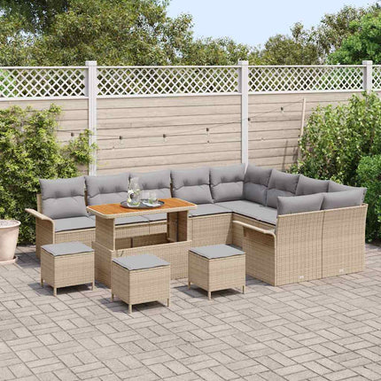 Havesofa Sæt med pude 13 pcs Beige polyrattan