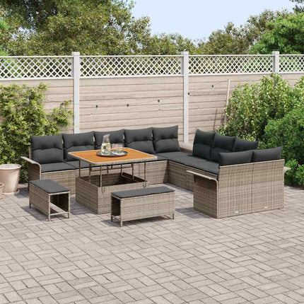 Havesofa Sæt med pude 13 pcs Grå polyrattan
