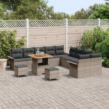 Havesofa Sæt med pude 13 pcs Grå polyrattan