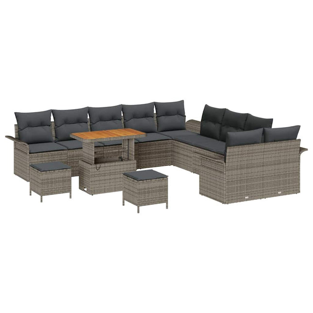 Havesofa Sæt med pude 13 pcs Grå polyrattan