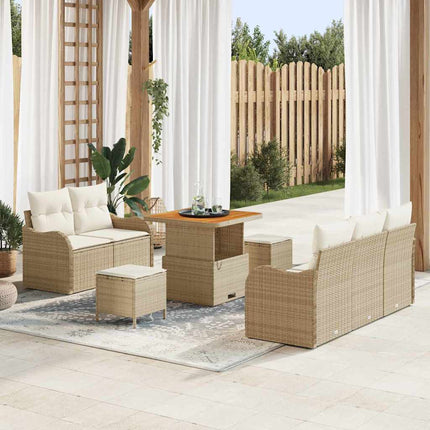 Havesofa Sæt 8 stk. Beige polyrattan