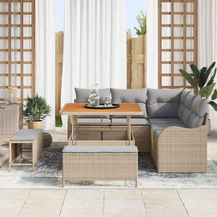 Havesofa Sæt 8 stk. Beige polyrattan