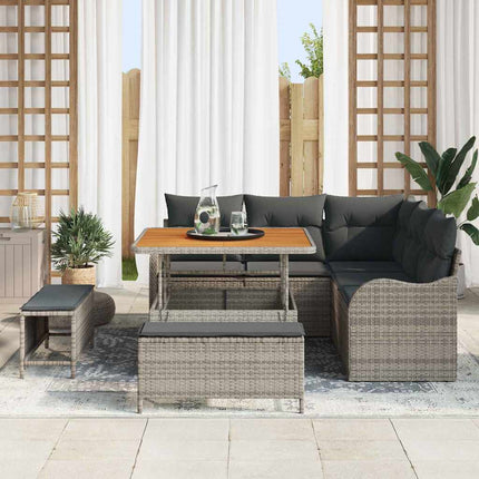 Havesofa Sæt med pude 8 pcs Grå polyrattan