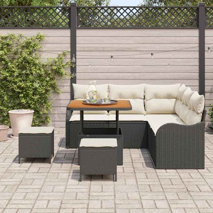 Havesofa Sæt 8 stk. Sort polyrattan