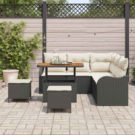 Havesofa Sæt 8 stk. Sort polyrattan