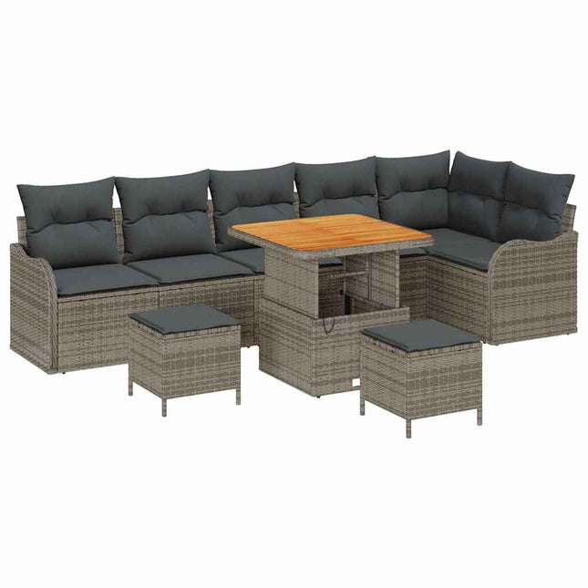 Havesofa Sæt 9 stk. Grå polyrattan
