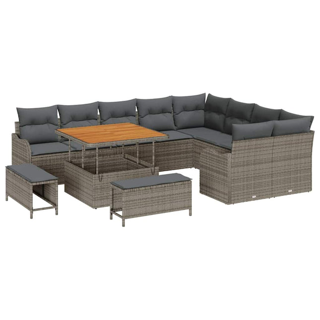 Havesofa Sæt 12 stk. Grå polyrattan