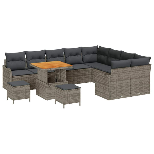 Havesofa Sæt 12 stk. Grå polyrattan