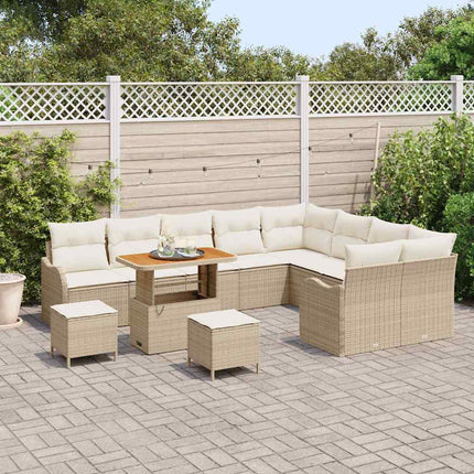 Havesofa Sæt med pude 12 pcs Beige polyrattan
