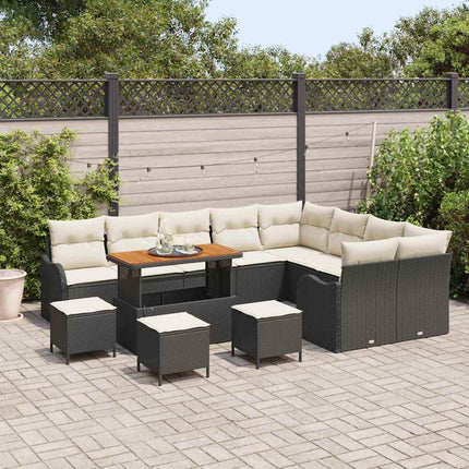 Havesofa Sæt 13 stk. Sort polyrattan