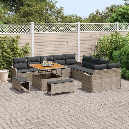 Havesofa Sæt 13 pcs Grå polyrattan