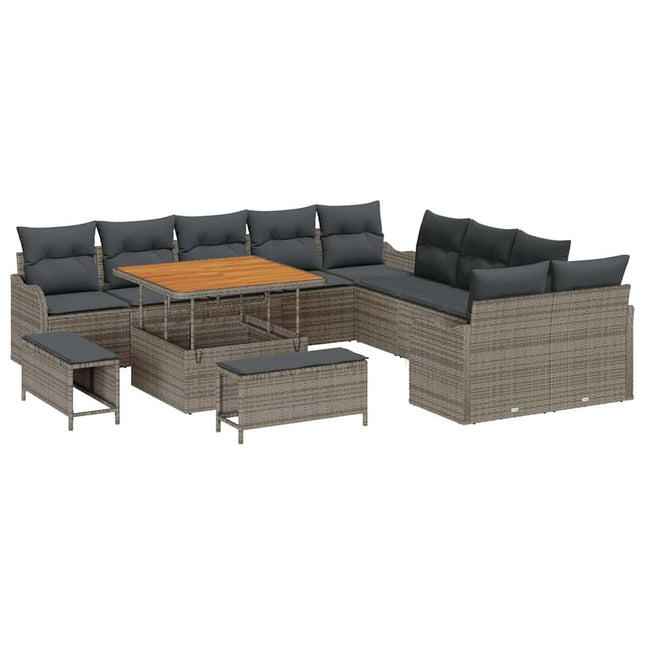 Havesofa Sæt 13 stk. Grå polyrattan