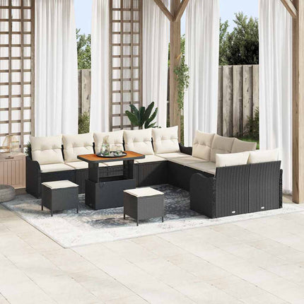 Havesofa Sæt 13 pcs Sort polyrattan