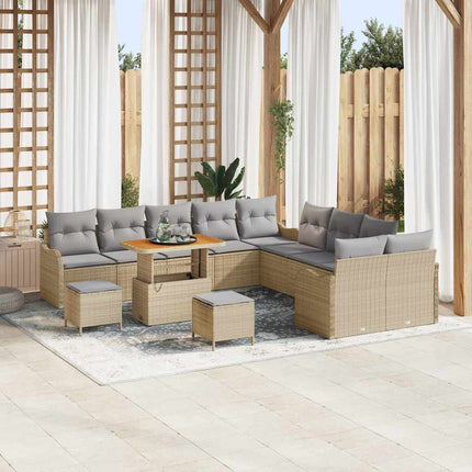 Havesofa Sæt 13 pcs Beige polyrattan